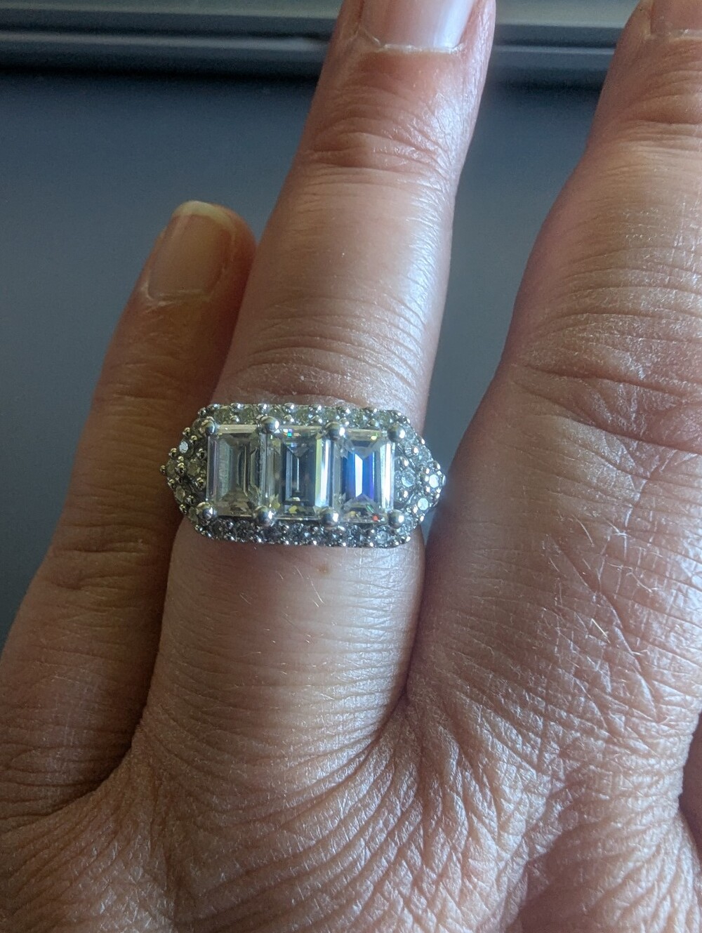 Moissanite Fire Emerald Cut 3 Stone